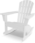 POLYWOOD Palm Coast Adirondack Rocking Chair - White HDPE All-Weather Outdoor Rocker - Classic Porch & Patio Furniture - Comfortable Wide Armrests & High Back Design