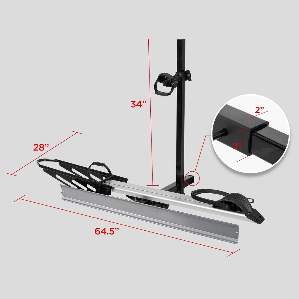Bike Rack for Car Hitch Mount - Young Electric Single E-Bike Rack with Ramp, 100lb Capacity Ebike Rack Bicycle Carrier for Trucks, SUVs, RVs, Trailers