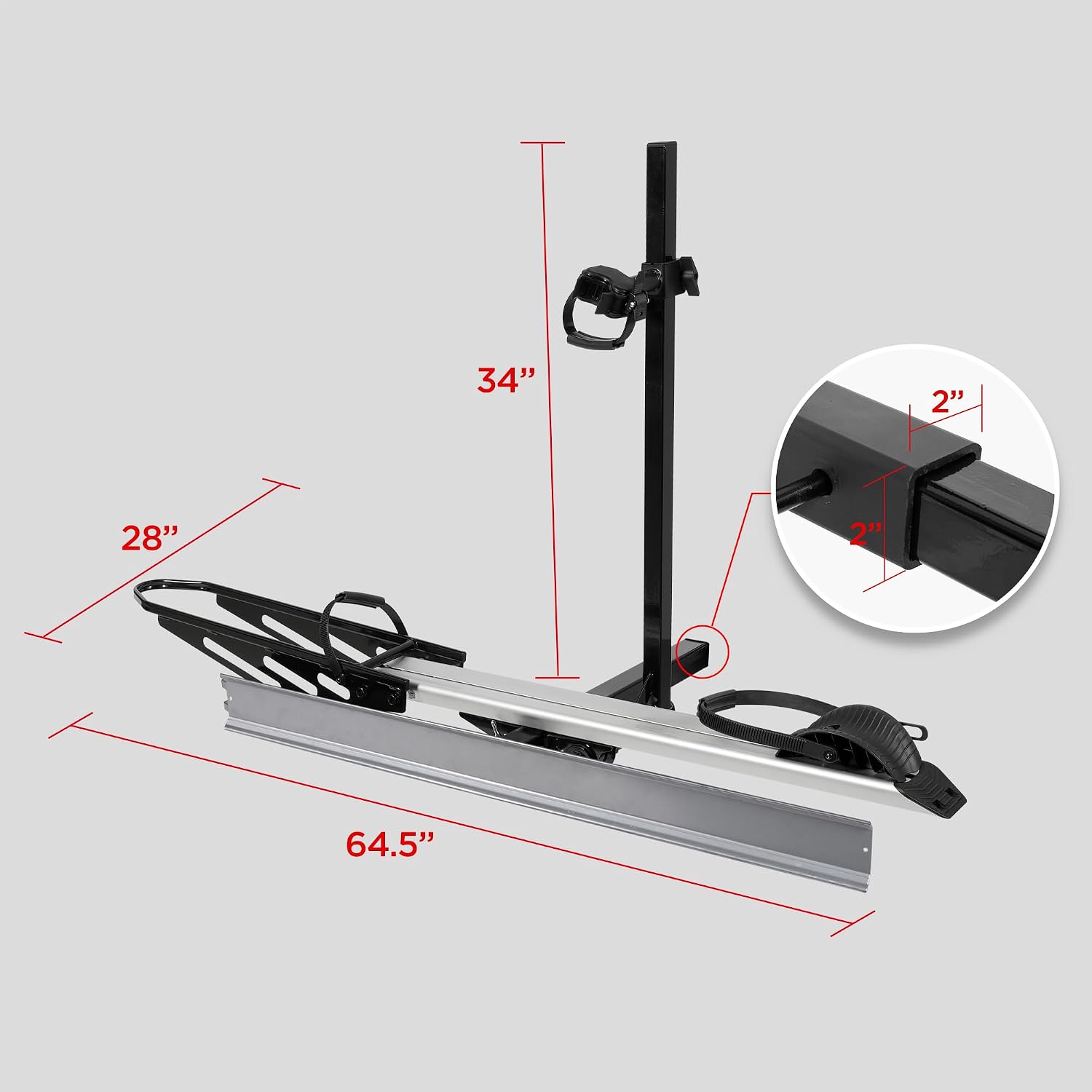 Bike Rack for Car Hitch Mount - Young Electric Single E-Bike Rack with Ramp, 100lb Capacity Ebike Rack Bicycle Carrier for Trucks, SUVs, RVs, Trailers