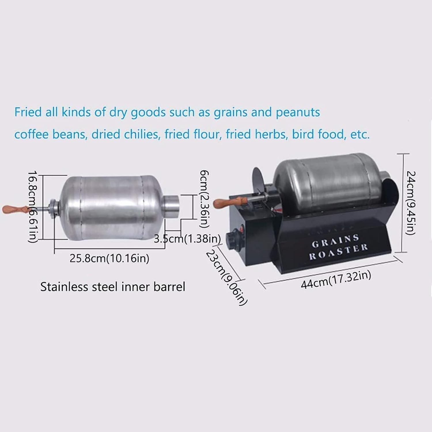 Coffee Machine Electric Rotation Coffee Roaster Household Coffee Beans Roasting Machine Adjustable Temperature Stainless Steel Multi-Function Food Roaster