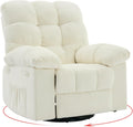 360° Swivel & Rocking Recliner Chair, Soft Fabric Upholstered Glider with Side Storage Pockets, Sturdy q235 Steel Frame Single Seat Sofa for Living Room, Nursery, Small Apartments – Beige
