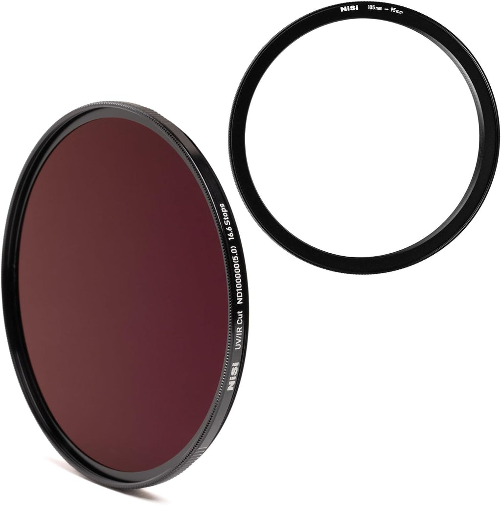 NiSi 105/95 ND5.0 Bundle - 95mm UV/IR Cut ND100000 (16.6 Stops), Aluminum 105-95mm Step-Down Adapter Ring - Celestial Event Photography Neutral Density Filter