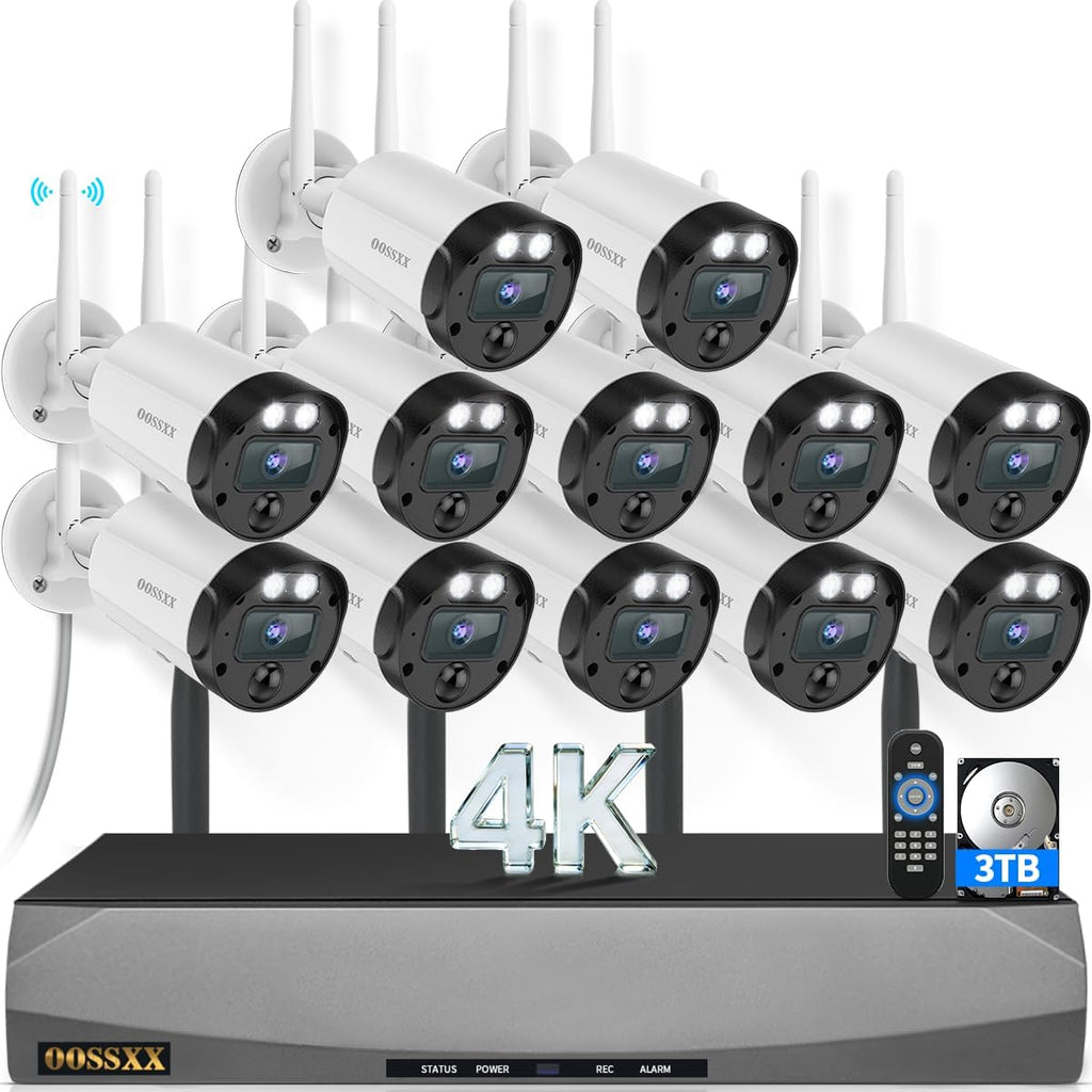 (2026 New) 4K Wireless Security Camera System Outdoor, Long Range +76% WiFi, Dual Antennas Cameras & 4-Antenna NVR, PIR Human Detection, 130° Wide Angle, 2-Way Audio, No Monthly Fee