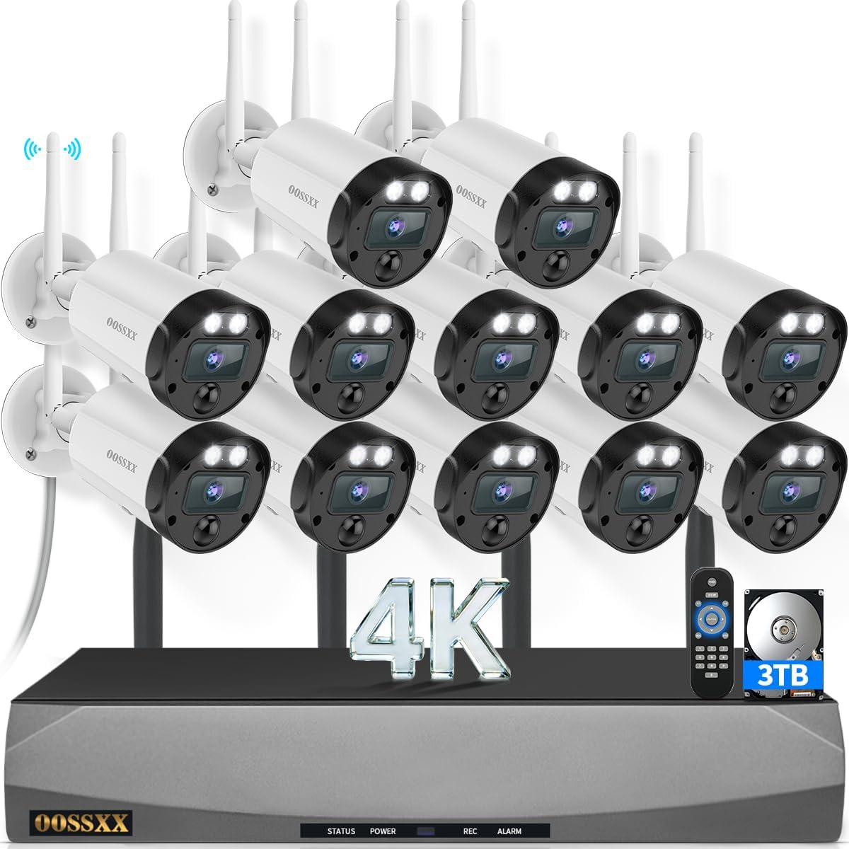 (2026 New) 4K Wireless Security Camera System Outdoor, Long Range +76% WiFi, Dual Antennas Cameras & 4-Antenna NVR, PIR Human Detection, 130° Wide Angle, 2-Way Audio, No Monthly Fee