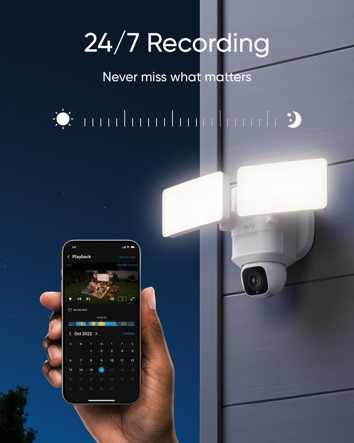 eufy Floodlight Camera E30, Security Camera Outdoor, 360° Pan and Tilt, AI Detection and Tracking, 2K Video, 2.4GHz Wi-Fi, 2,000 Lumens, Custom Voice and Light Alerts, No Monthly Fee (Renewed)