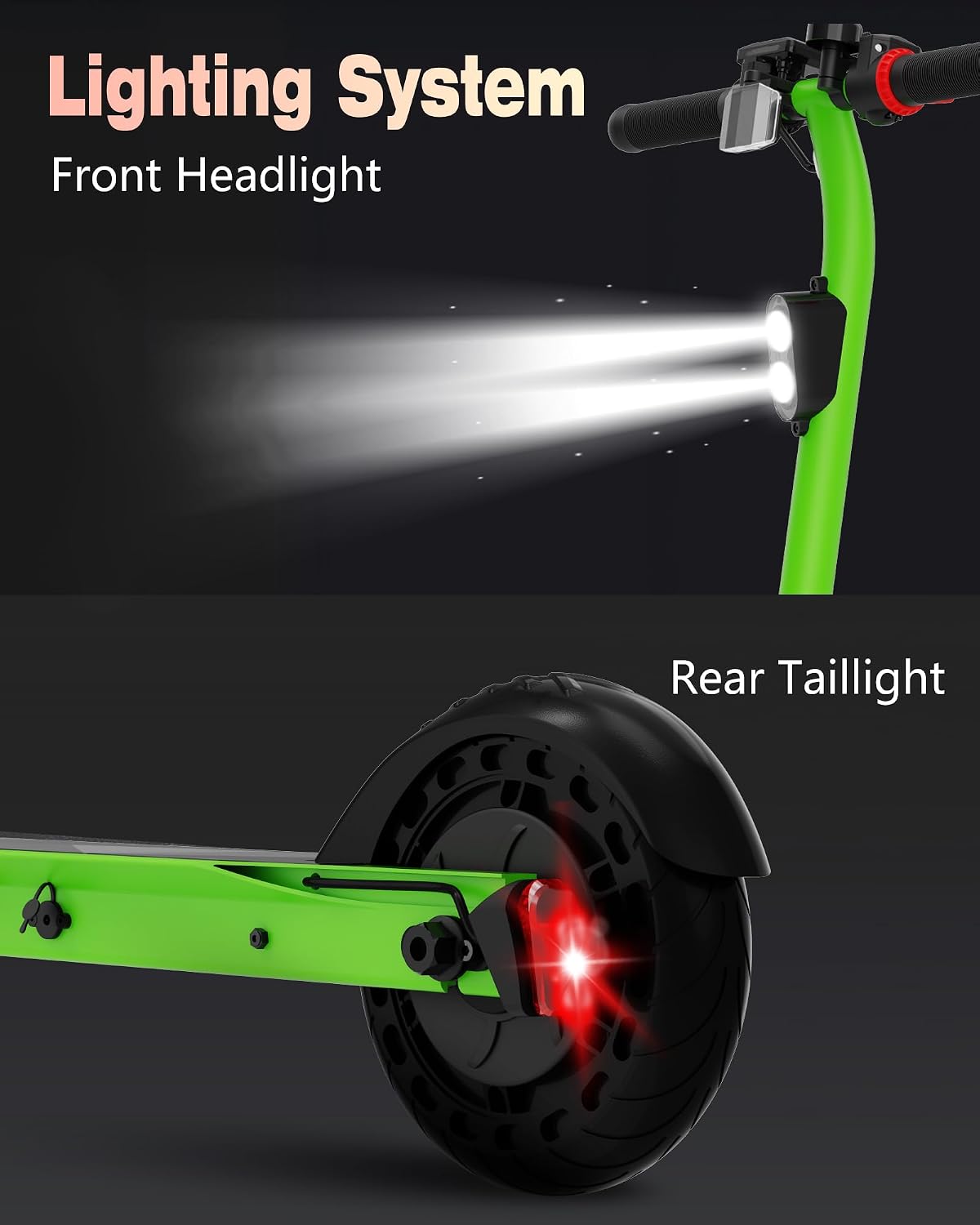 QnQ Electric Scooter 500W Peak Motor, 12 Miles Range & 15 MPH, 8' Flat-Free Tires, UL Certified, Foldable Electric Scooter for Adults, Teens and Big Kids