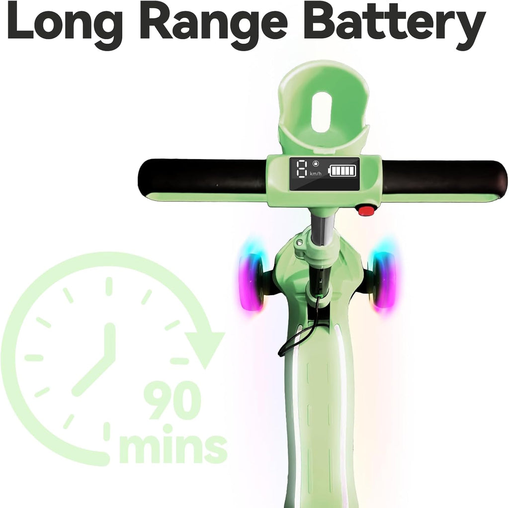 3 Wheel Electric Scooter for Kids Ages 3-10, w/Storage Basket, LCD Screen, Full Body Lights Up, Wide Deck, 5Mph Safe Speed, 90min Riding, Balance Foldable Kick Scooter for Boys & Girls