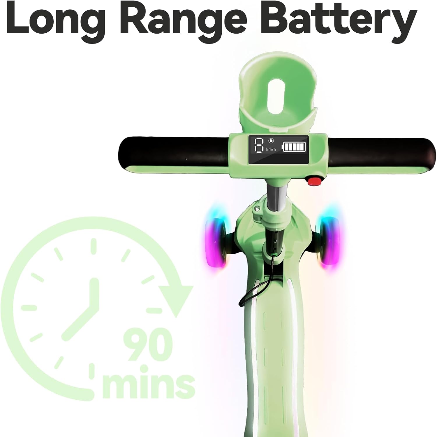 3 Wheel Electric Scooter for Kids Ages 3-10, w/Storage Basket, LCD Screen, Full Body Lights Up, Wide Deck, 5Mph Safe Speed, 90min Riding, Balance Foldable Kick Scooter for Boys & Girls