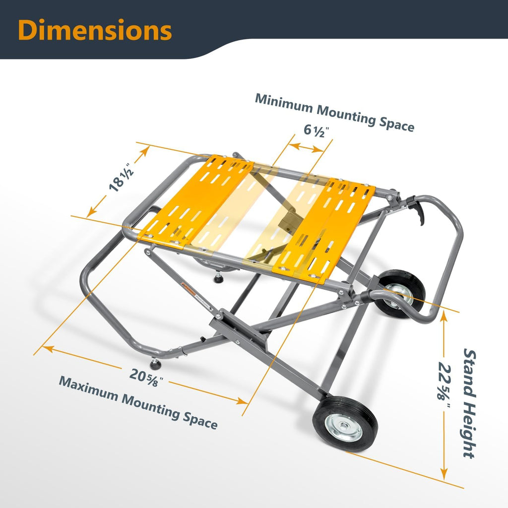 POWERTEC Table Saw Stand with 8-Inch Jobsite Wheels, Upright Folding Design, 330Lbs Load Capacity, Multiple Adjustable Mounting Options (MT4009V)
