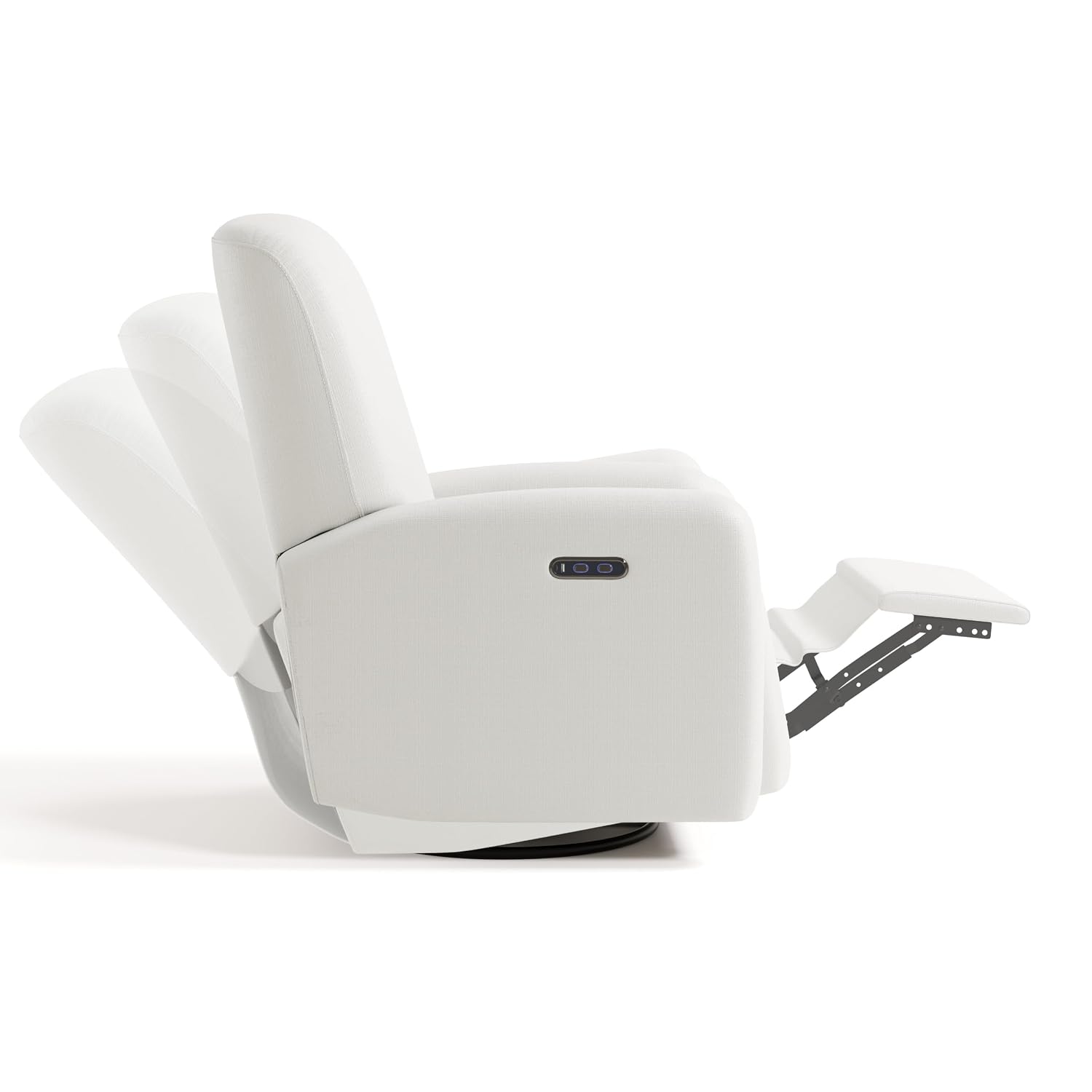 Graco Bellwood Power Recliner Swivel Glider (Ivory Basketweave) – Electronic Power Recliner for Nursery, Includes Dual-USB Charging Port for USB-A & USB-C, Glider Rocking Chair with Full Recline