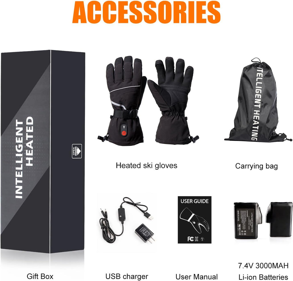 SNOW DEER Heated Motorcycle Gloves for Men Women, Electric Glove Rechargeable Battery Heated Hand for Motorcycle Biking Hunting Arthritis Skiing Working