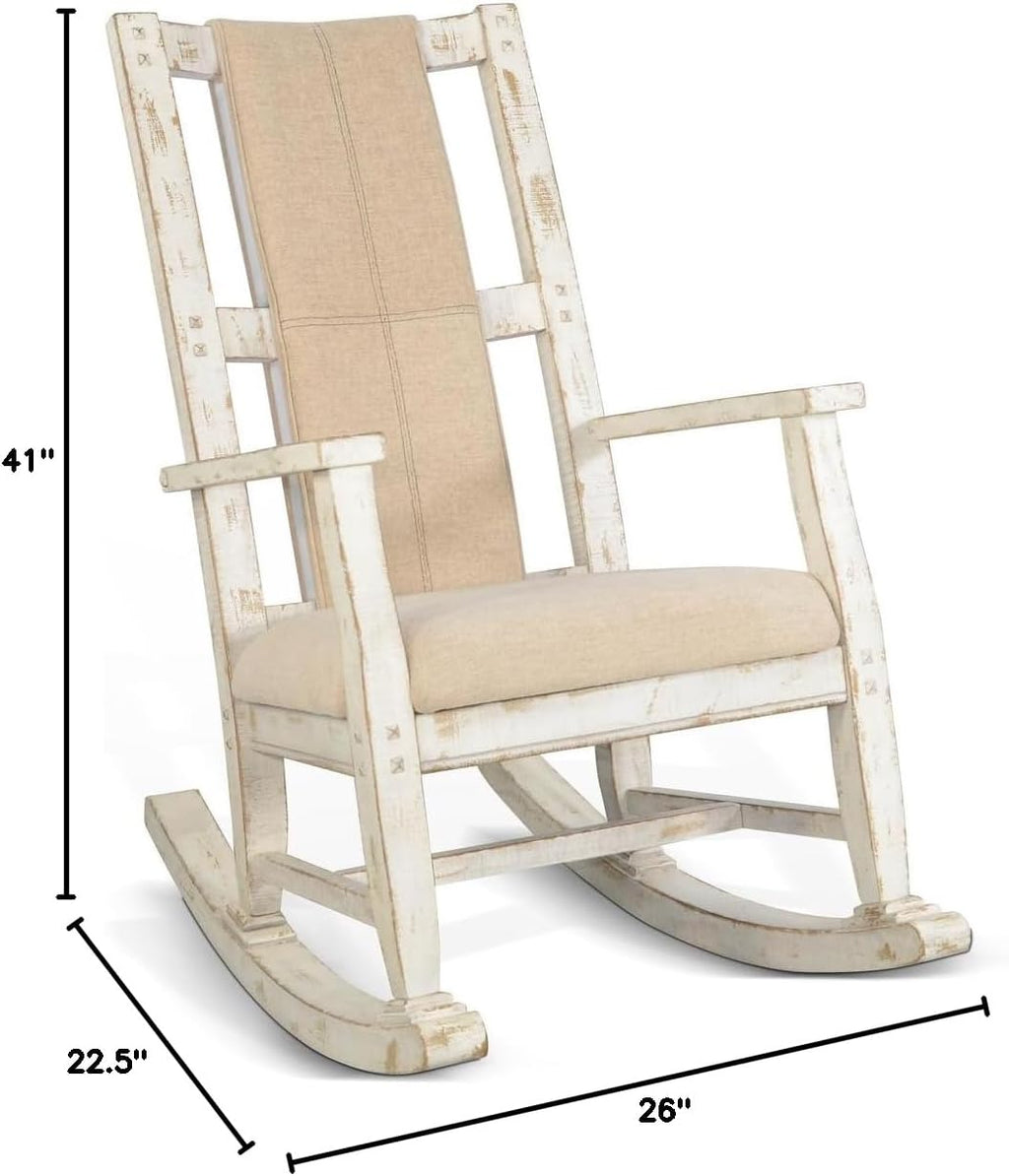 Sunny Designs Marina Mahogany Rocking Chair with Cushion Seat & Back in White