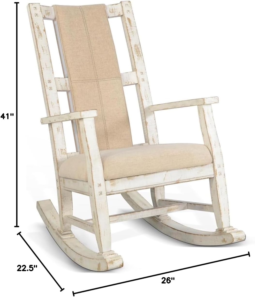 Sunny Designs Marina Mahogany Rocking Chair with Cushion Seat & Back in White