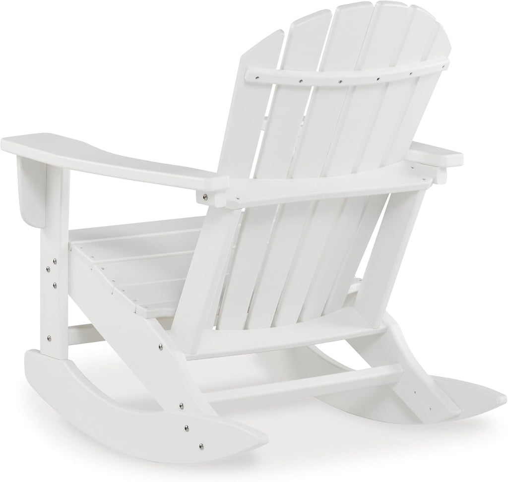 Signature Design by Ashley Sundown Treasure Cottage Weather Resistant Outdoor Rocking Chair with 1 Cup Holder, White