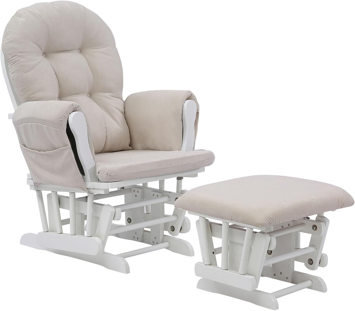 Glider Rocker Replacement Cushions, 5 PCS Soft Velvet Replacement Cushions for Glider Rocker with Storage Washable Non Slip for Glider Rocking Chair (Color : Beige)