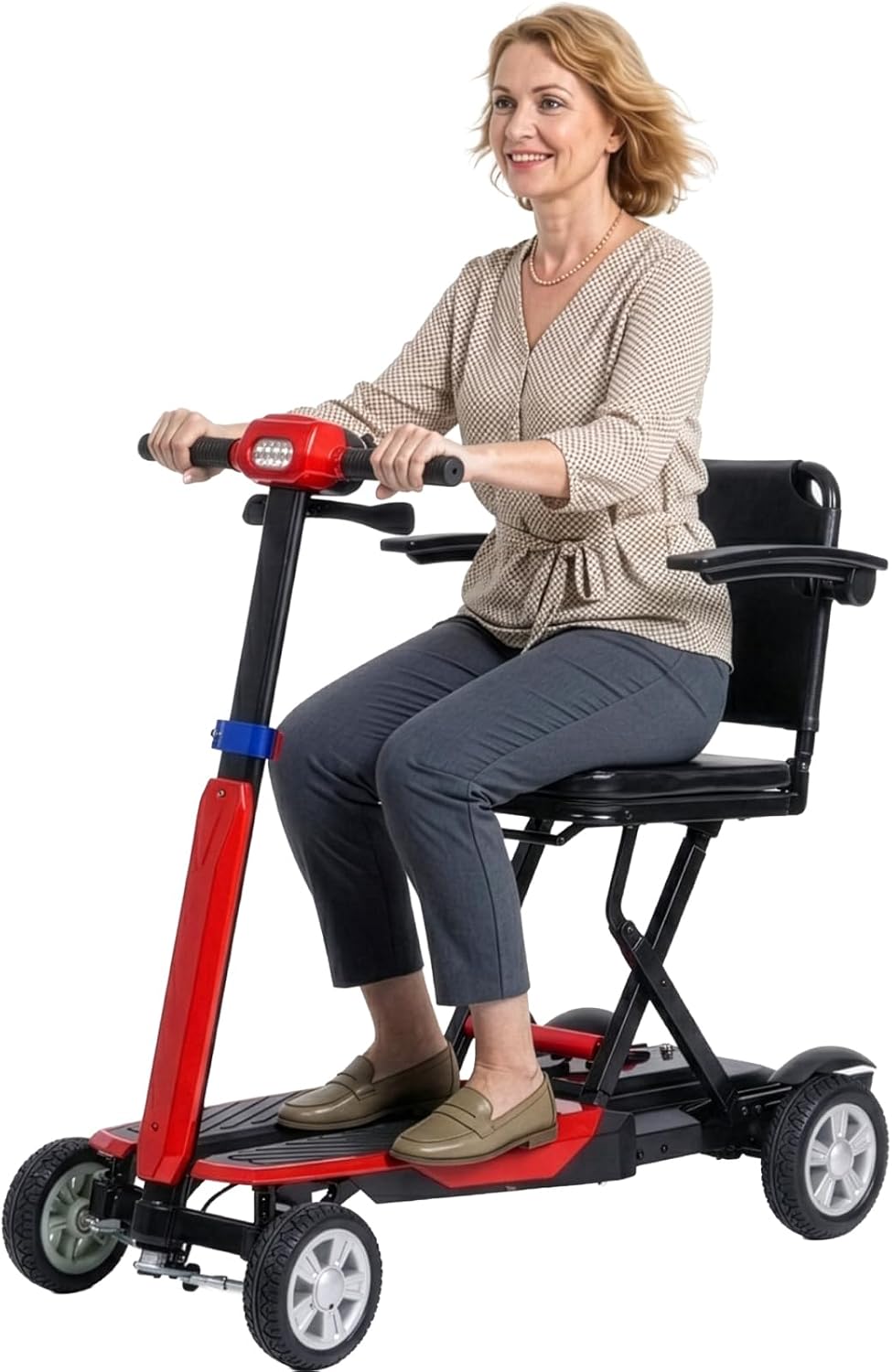 4 Wheel Mobility Scooters for Seniors, 4 Wheel Electric Scooter for Adults, Electric Wheelchair Device, 12 Mile Range, Supports 260lbs Weight, Only 46lbs, Adjustable, with Headlight & Taillight