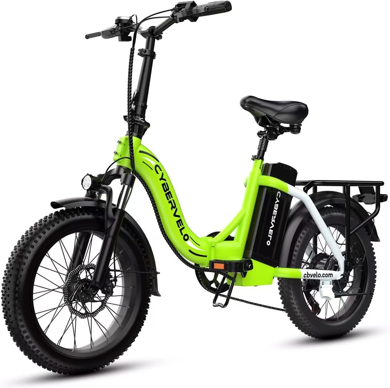 Cybervelo 750W Folding Electric Bike, 48V 20.8AH/50AH Large Removable Battery E-Bike, 80 Miles Max Range, 20' Fat Tire Electric Bike for Adults, Adult Electric Bicycles for Commute