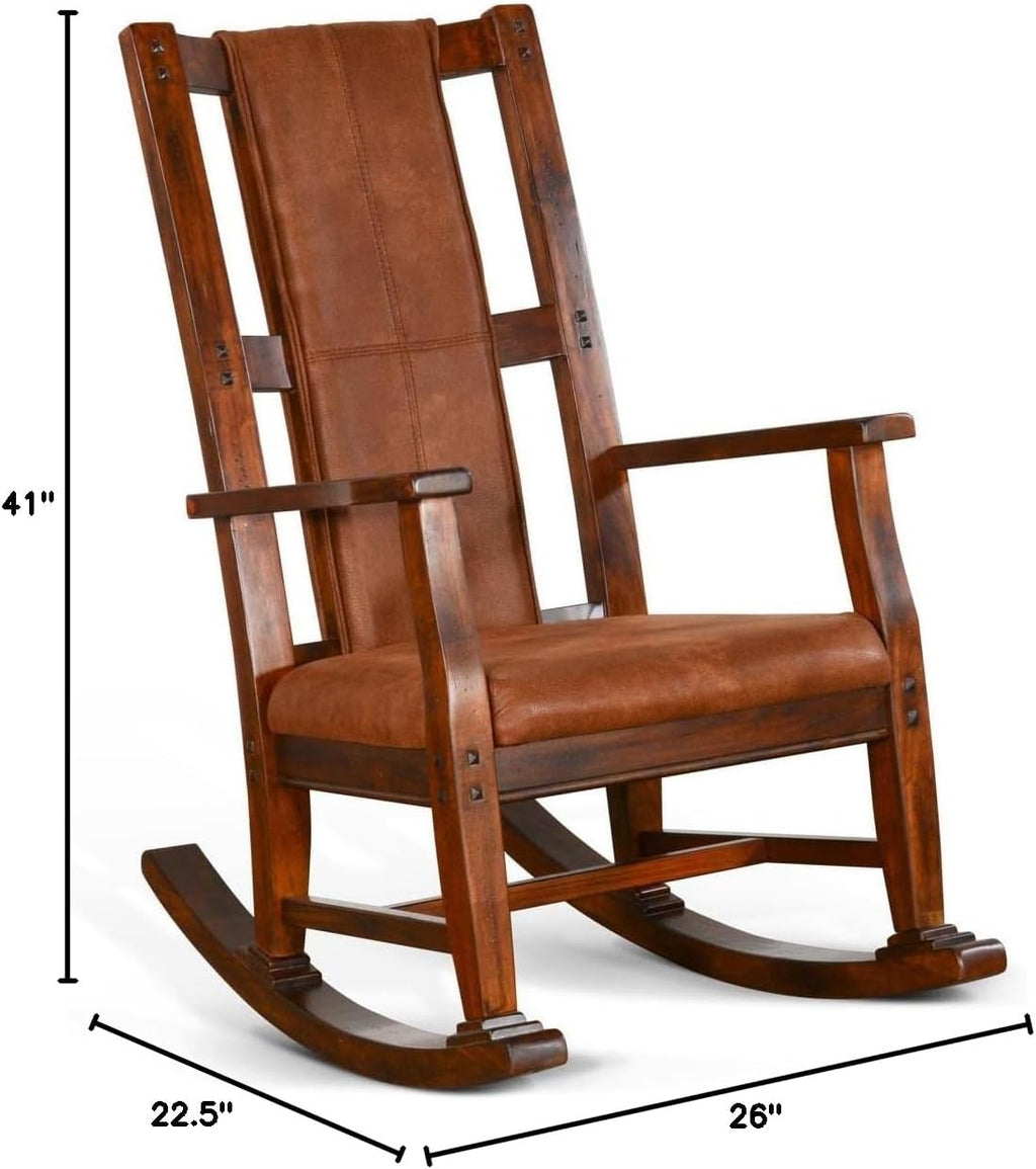 Sunny Designs Santa Fe Farmhouse Mahogany Wood Rocking Chair in Dark Chocolate
