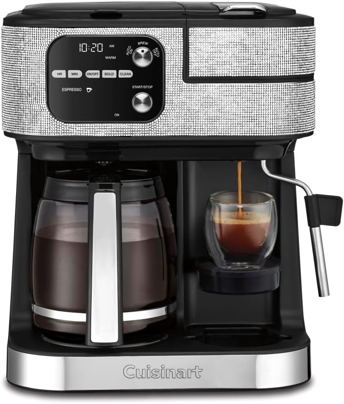 Cuisinart Coffeemaker, Coffee Center Barista Bar 4-In-1 Coffee Machine, Single-Serve Coffee, Espresso & Nespresso Capsule Compatible, 12-Cup Carafe, Silver Crystal, SS-4N1SC
