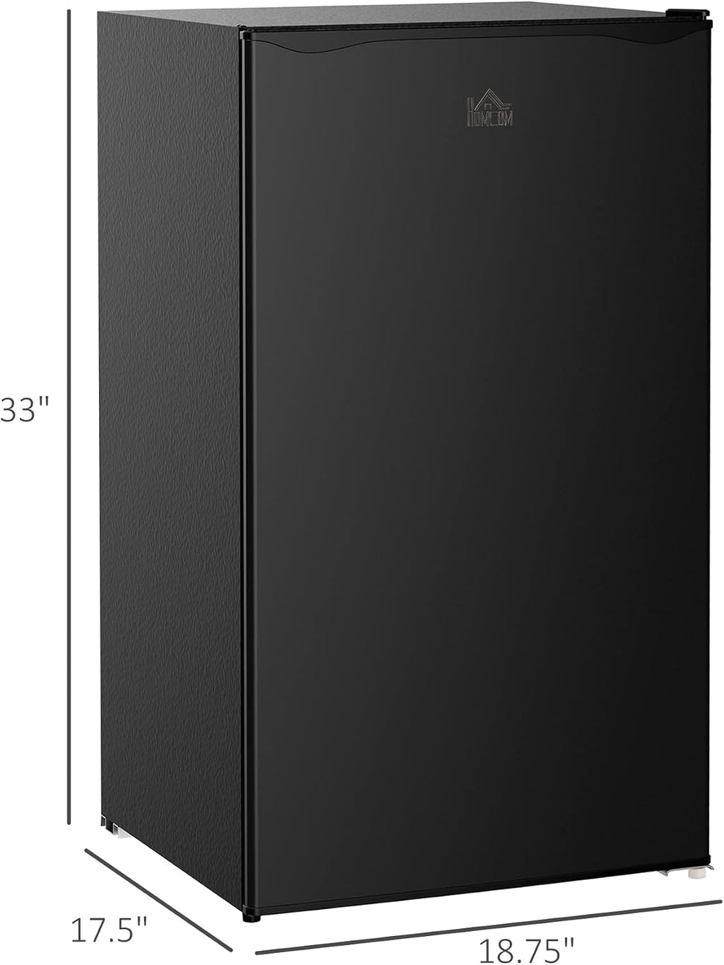 HOMCOM 3.2 Cu.Ft Mini Fridge with Freezer, Compact Refrigerator with Adjustable Thermostat, Shelf and Single Reversible Door for Bedroom, Dorm, Home Office, Energy Efficient, Black