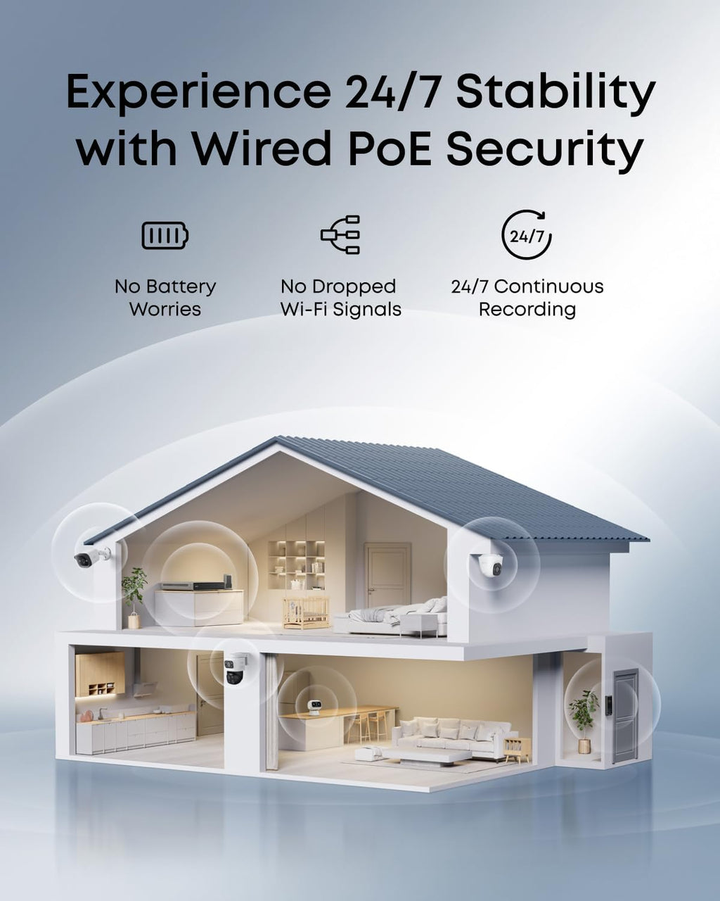 eufy PoE NVR Security System E41,24/7 Recording,Up to 16CH, 2TB HDD, 4 4K Turret Cams, Wired Outdoor Cam, 4K UHD, 122° FOV, Color Night Vision, AI Detection, Red and Blue Strobe