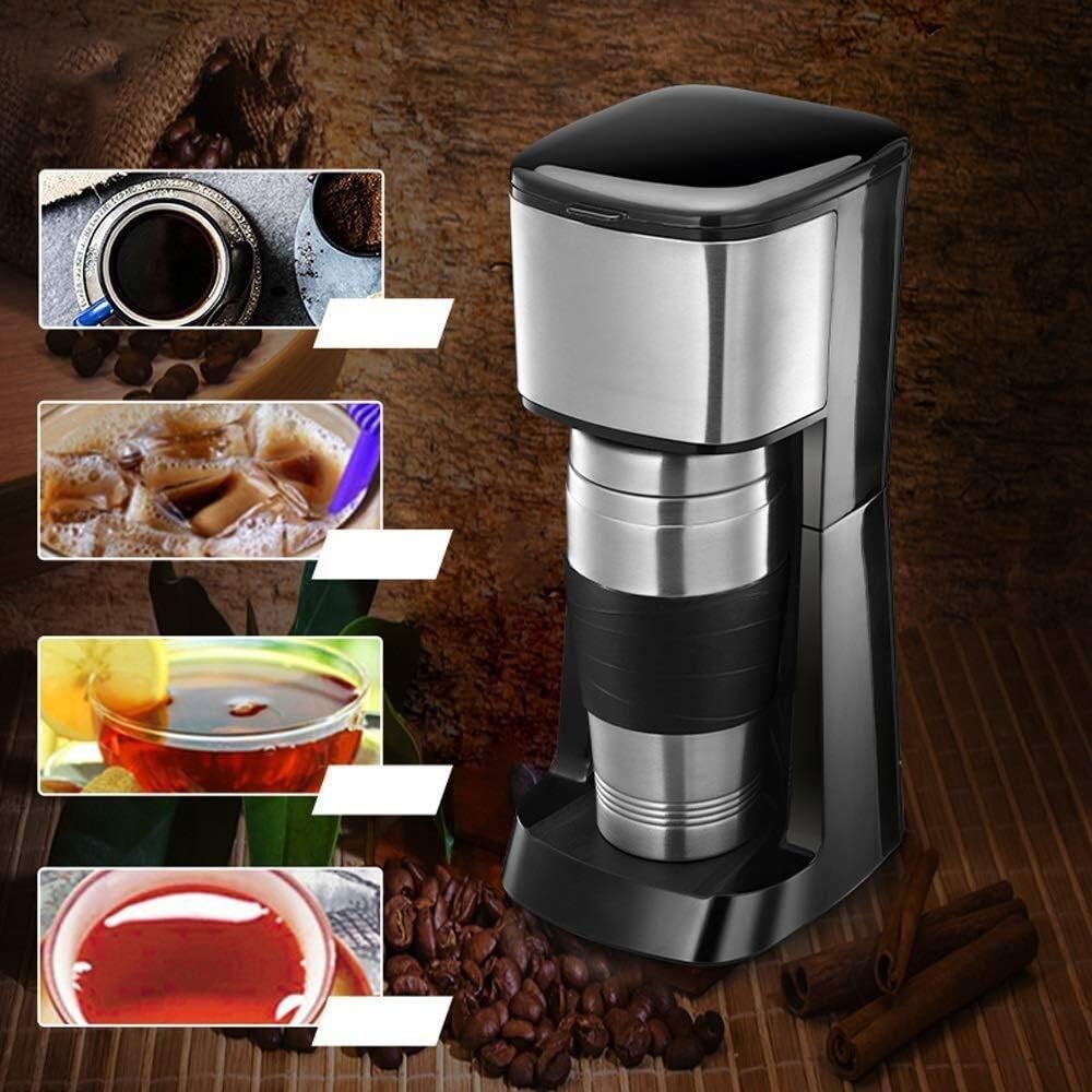 Coffee Machine Coffee Machine, Coffee Filter Coffee Machine,Black and Brushed Stainless Steel Coffee Machine,Fully Automatic Mini Coffee Maker,650W,Compatible with Family,Office