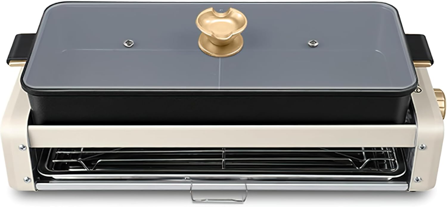 5L Electric Hot Pot Grill, Indoor Smokeless Multi-Layer BBQ and Boiling Cooker with Baking Tray, Large Capacity for 1-8 People, Mandarin Duck Double Flavor Design