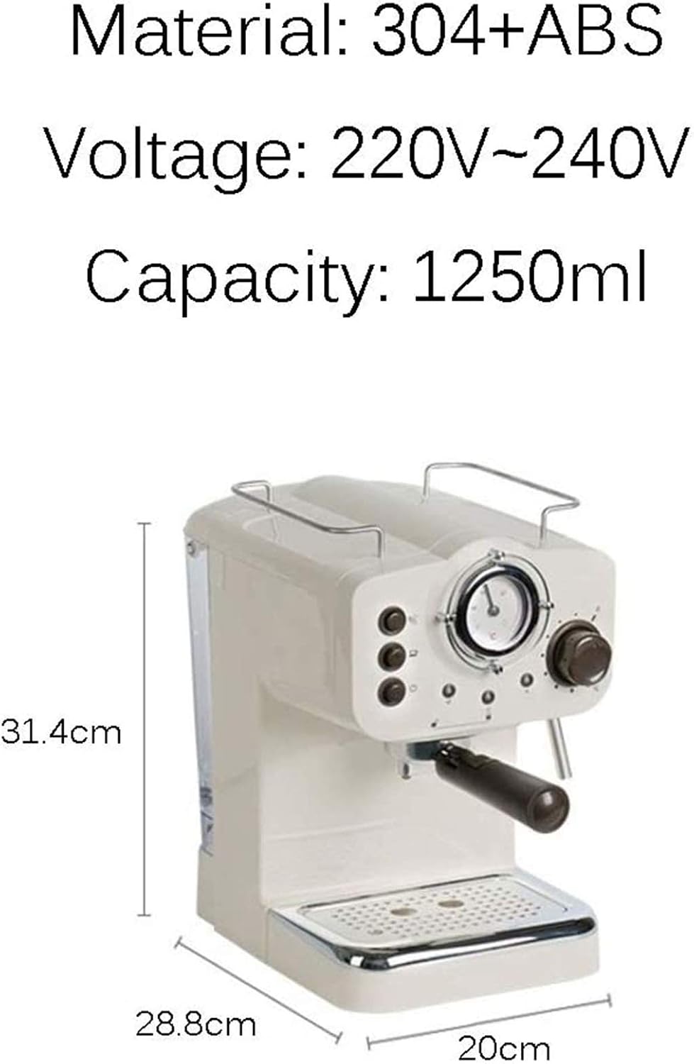 Coffee machine Coffee Machine Retro Automatic Espresso Machine, Filter-Free Paper Drip-Proof Two-Cup Coffee Machine Home, Pp Material, 110V~240V, Small, Easy To Clean
