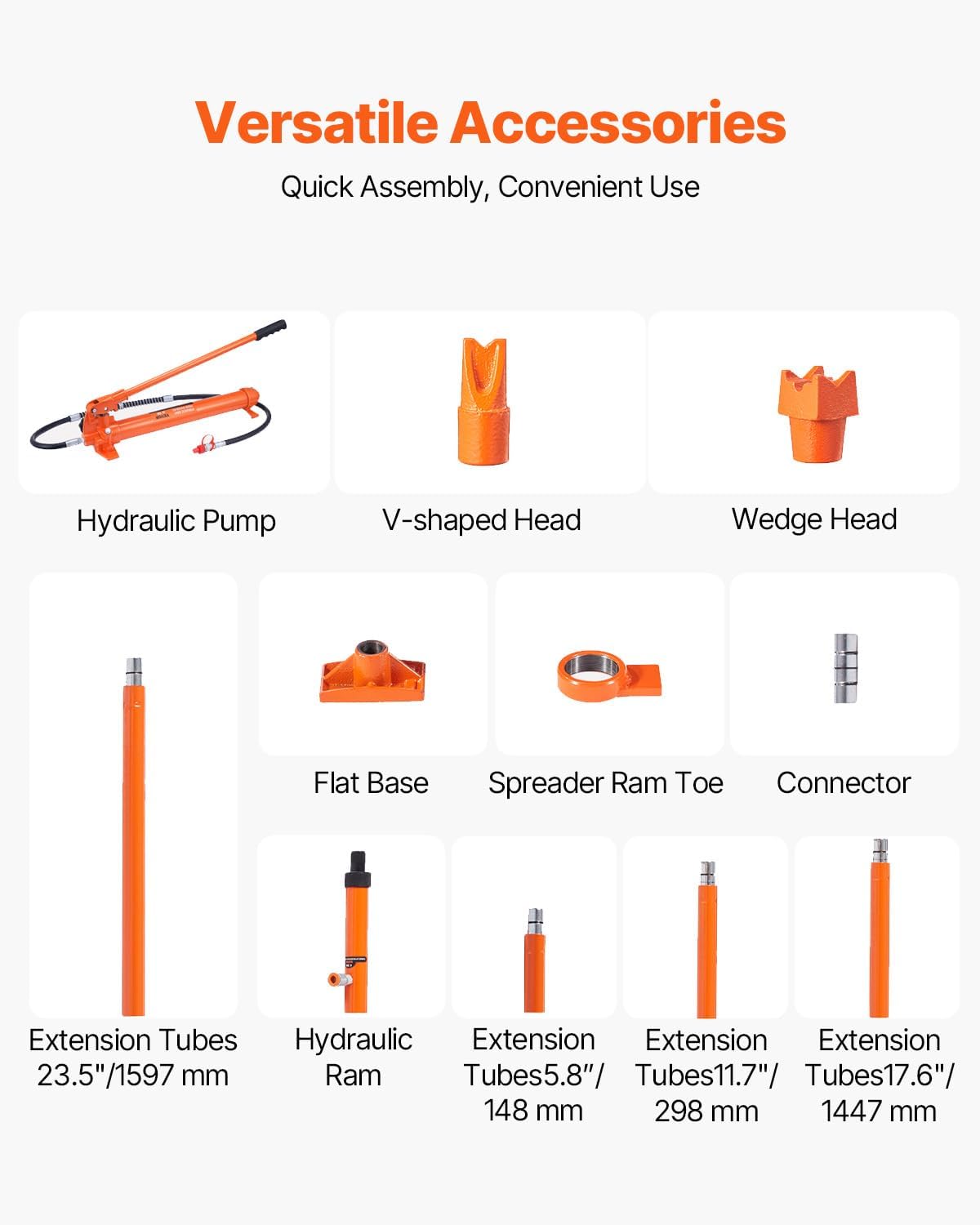 VEVOR Porta Power Kit, 20 Ton Load, Portable Hydraulic Jack with 4.6 ft Extended Oil Hose, Comprehensive Accessories, Car Frame Repair Tool with Portable Storage Case for Automotive, Heavy Equipment