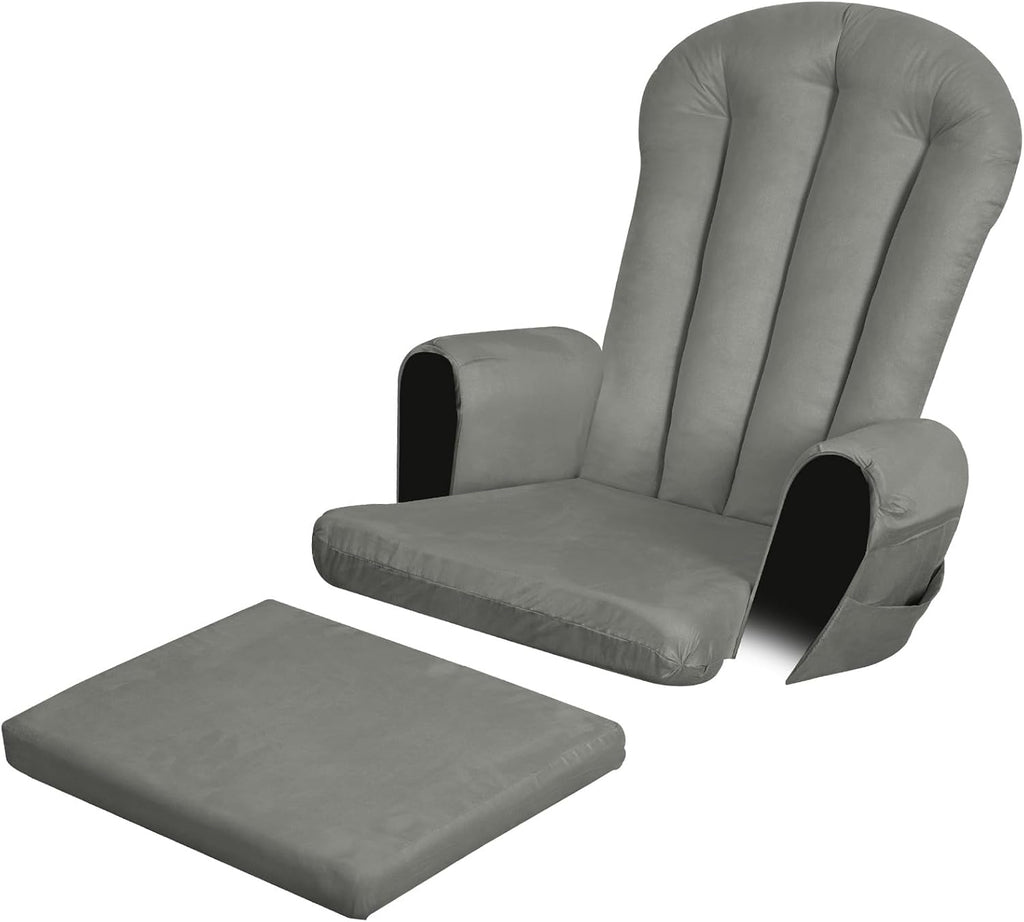 5PCS Suede Glider Rocker Replacement Cushions with 29.5' High Backrest & Side Pockets, Thickened Soft Glider Rocking Chair Cushions with Ottoman Cushion for Indoor Nursery Rocking Chair, Grey