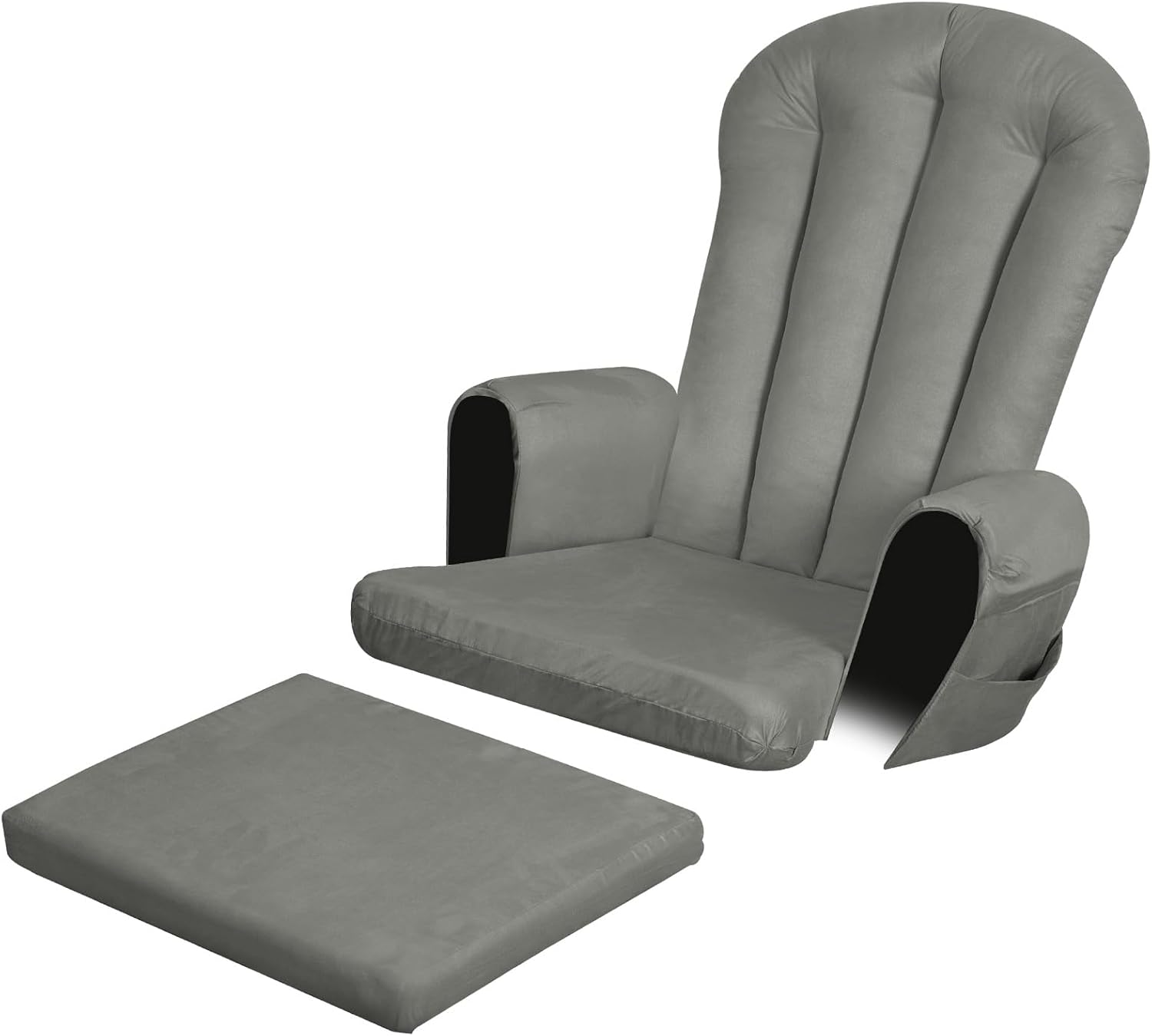 5PCS Suede Glider Rocker Replacement Cushions with 29.5' High Backrest & Side Pockets, Thickened Soft Glider Rocking Chair Cushions with Ottoman Cushion for Indoor Nursery Rocking Chair, Grey