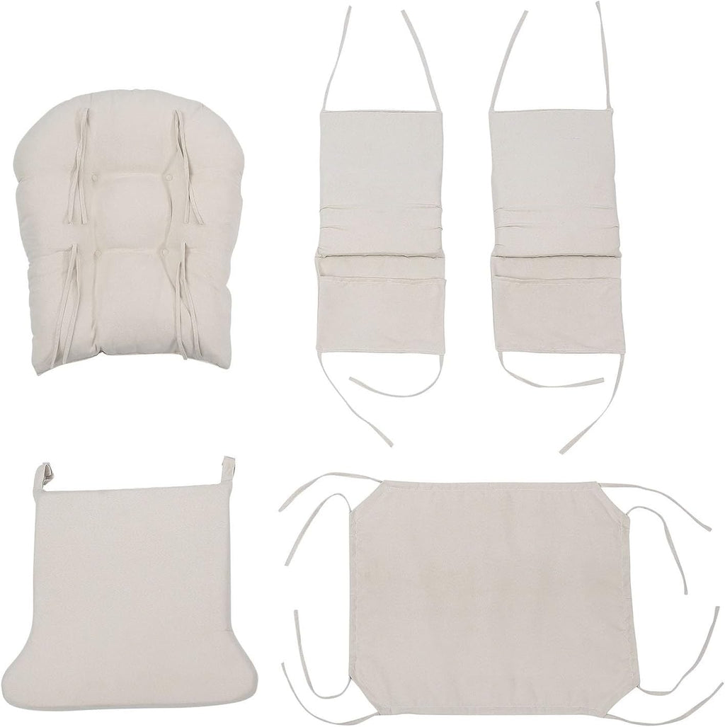 Glider Rocker Replacement Cushions, 5 PCS Soft Velvet Replacement Cushions for Glider Rocker with Storage Washable Non Slip for Glider Rocking Chair (Color : Beige)