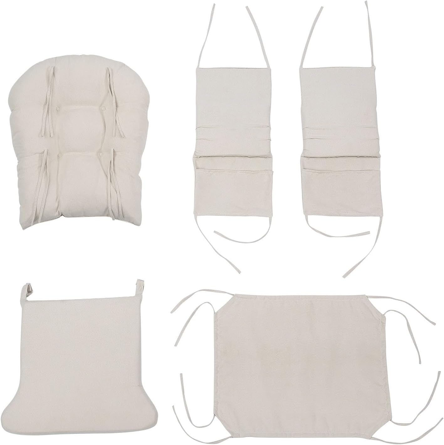 Glider Rocker Replacement Cushions, 5 PCS Soft Velvet Replacement Cushions for Glider Rocker with Storage Washable Non Slip for Glider Rocking Chair (Color : Beige)