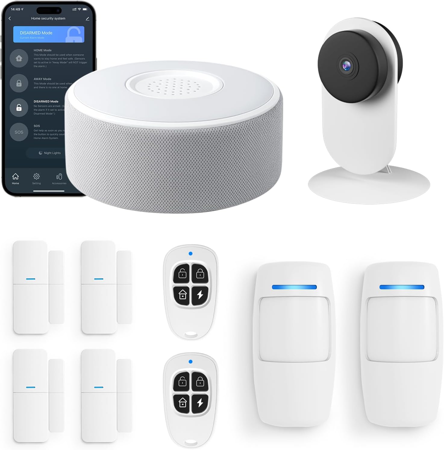 tolviviov Alarm System for Home Security, DIY Door Alarm Security Systems, App Alerts, 15Piece Kit, No Monthly fee, WiFi Door Window Motion Sensor, for Home Security and Kids Safety (10 Pack)