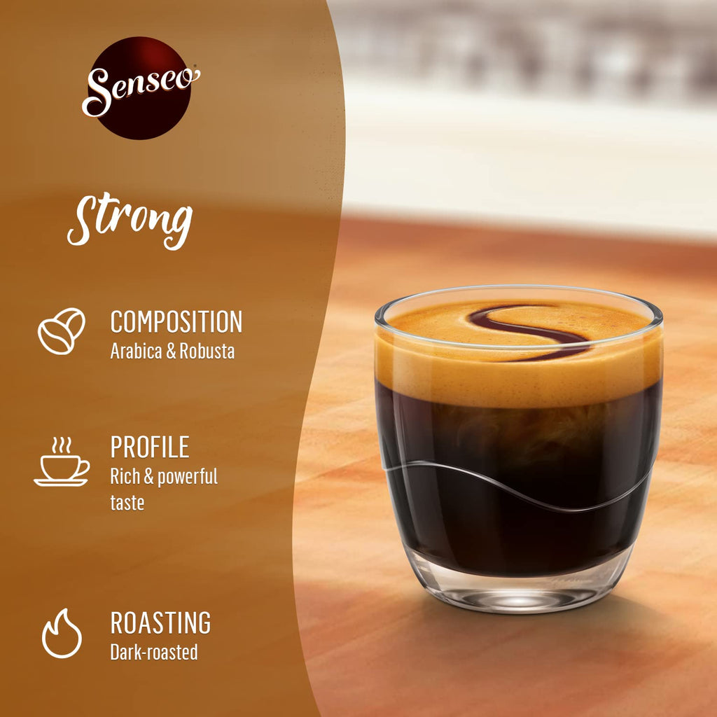 Senseo Strong Dark Roast Coffee Pods, 48 Count (Pack of 10) - Single Serve Coffee Pods Bulk Pack for Senseo Coffee Machine - Compostable Coffee Pods for Hot or Iced Coffee, Cold Brew Coffee