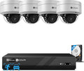 4COVR 12MP Security Camera System, 4Pcs 12MP IK10 Vandal-Proof Dome PoE IP Camera with Mic, AI Human Vehicle Detection, 8CH H.265 NVR with 2TB HDD, IP67 Home Weatherproof Outdoor, LY54AXAM0804