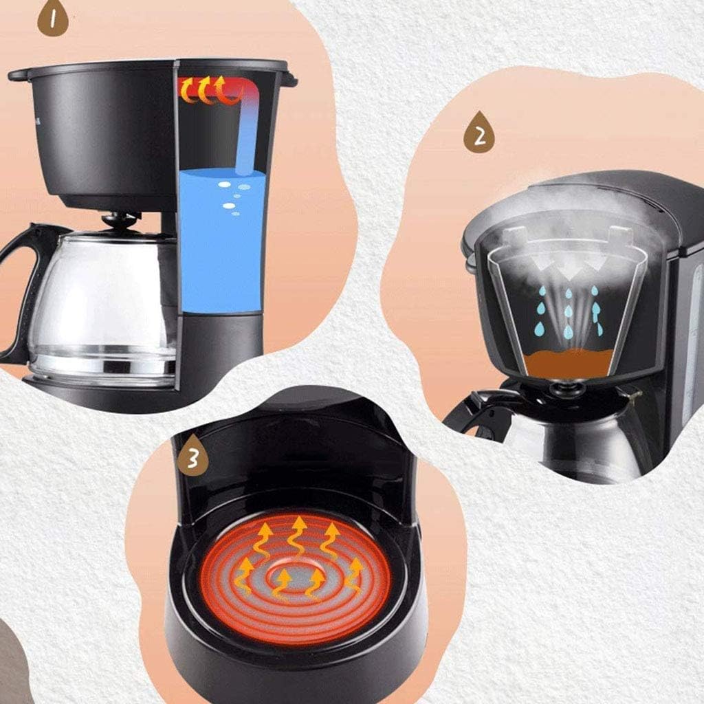 Coffee Machine Coffee Machine, Compact Coffee Machine,600Ml Coffee Maker with Anti Drip Function,550W,Reusable, Washable Filter,Black,for Espresso Cooker