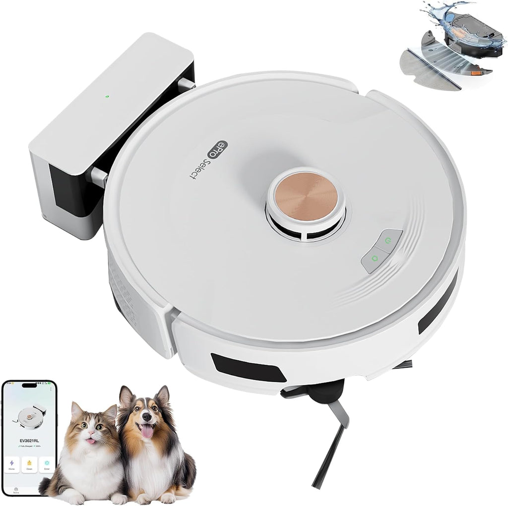 Robot Vacuum and Mop Combo with Smart Mechanical Arm, 10000Pa Suction, Smart Mapping, Obstacle Avoidance, Self-Charging, WiFi App & Alexa, 150 Mins Runtime, For Pet Hair, Floors, Carpets, Home Office