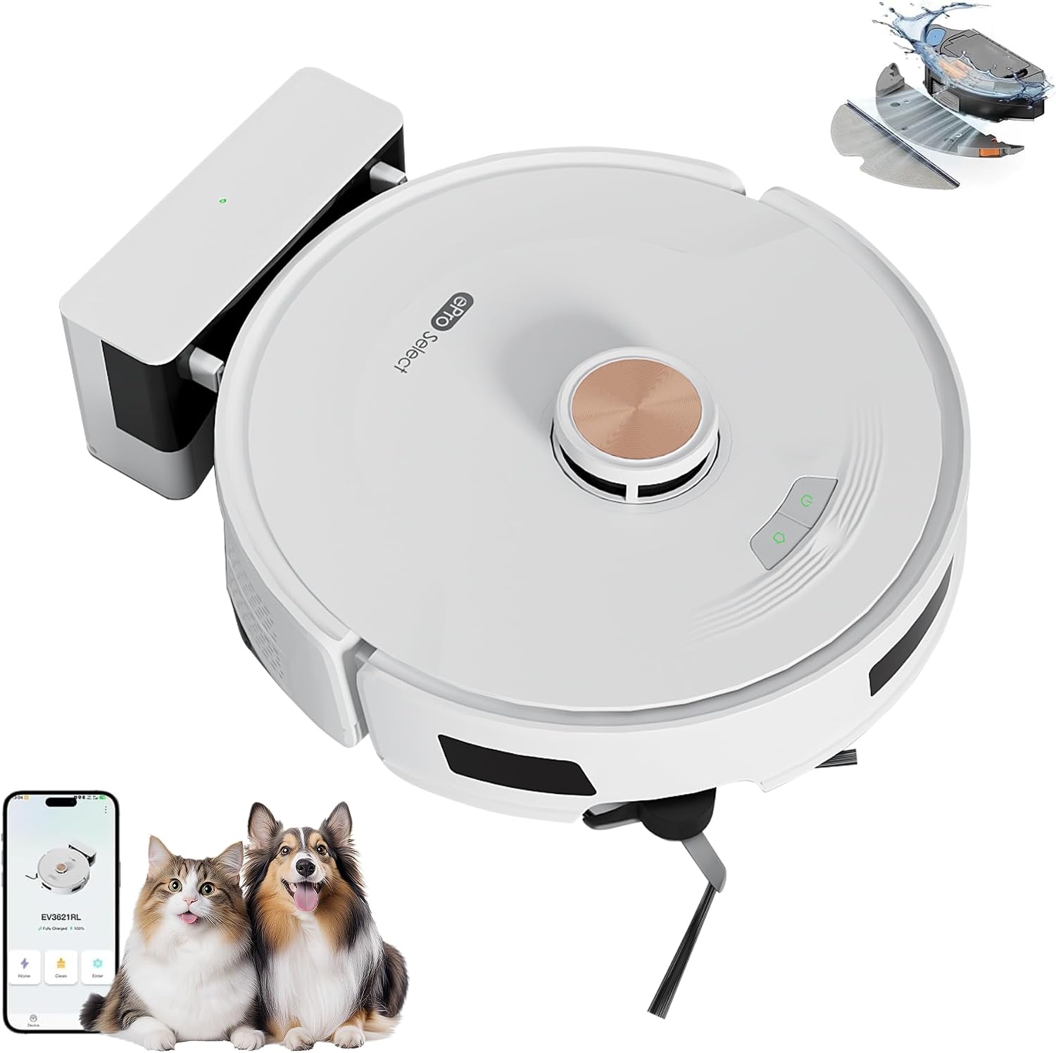Robot Vacuum and Mop Combo with Smart Mechanical Arm, 10000Pa Suction, Smart Mapping, Obstacle Avoidance, Self-Charging, WiFi App & Alexa, 150 Mins Runtime, For Pet Hair, Floors, Carpets, Home Office