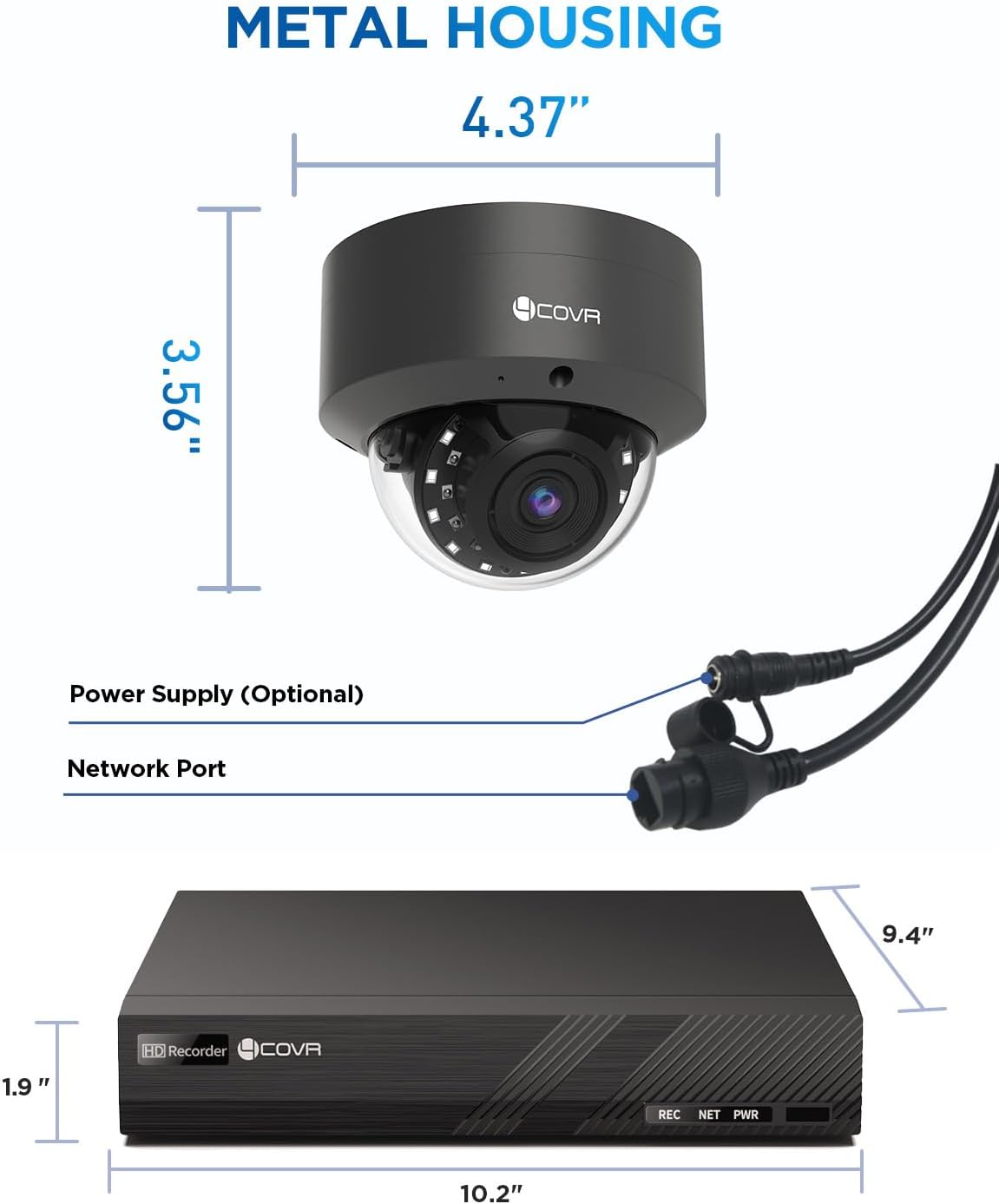 4COVR PoE Security Camera System, 6X 8MP IK10 Vandal-Proof Commercial Wired PoE IP Dome Camera IP67, AI Human Vehicle Detection, 8 Channel 4K NVR 2TB HDD, 24/7 Home Surveillance Outdoor, LY54AB8M0806