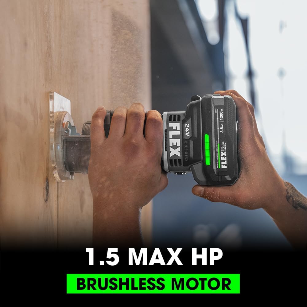 FLEX 24V Brushless Cordless 1.5 HP Trim Router Tool, Battery and Charger Not Included - FX4221-Z