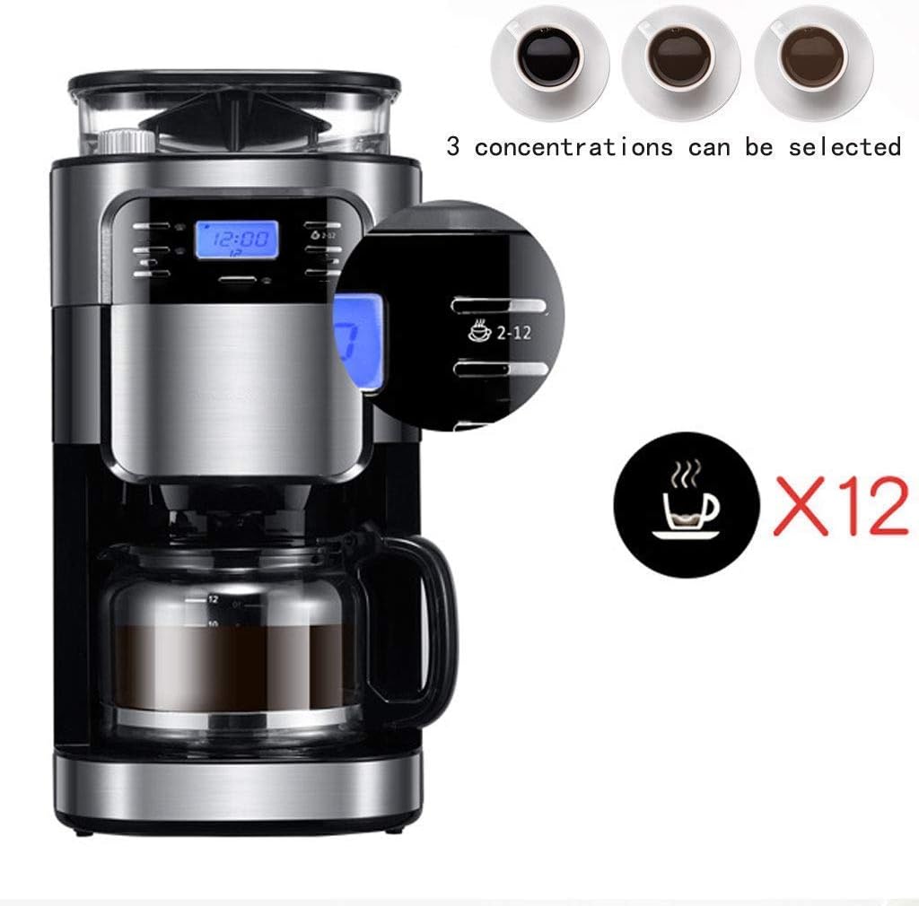 Coffee machine Coffee Maker 15-Cup Coffee Makers With Timer Mode And Auto-Off Function Grind Coffee Machine With Removable Filter Basket Stainless Steel Black