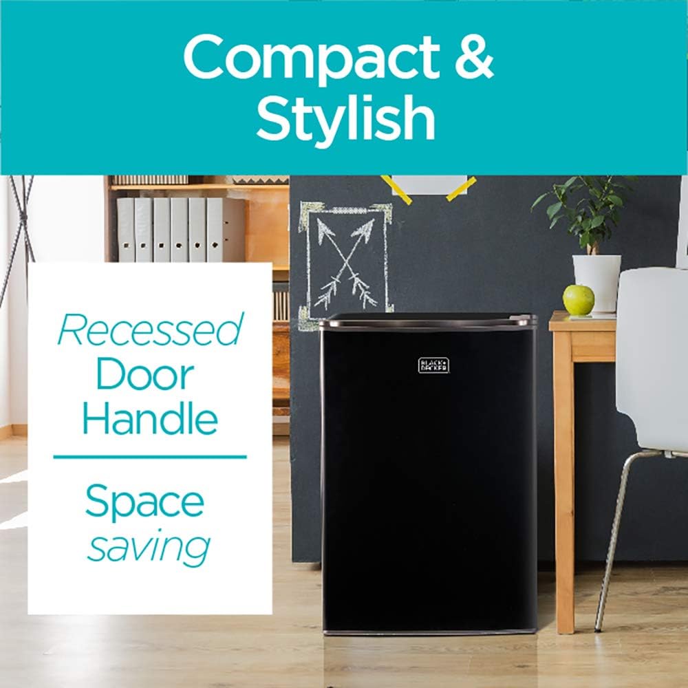 BLACK+DECKER BCRK25B Compact Refrigerator Energy Star Single Door Mini Fridge with Freezer, 2.5 Cubic Feet, Black & Keurig® K-Supreme Single Serve K-Cup Pod Coffee Maker, MultiStream Technology, Black