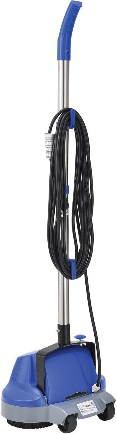 Global Industrial Mini Floor Scrubber With Floor Pads, 11' Cleaning Path, Dual Nylon Scrub Brushes, Cleans & Polishes Tile, Wood, Marble and other Hard Floors