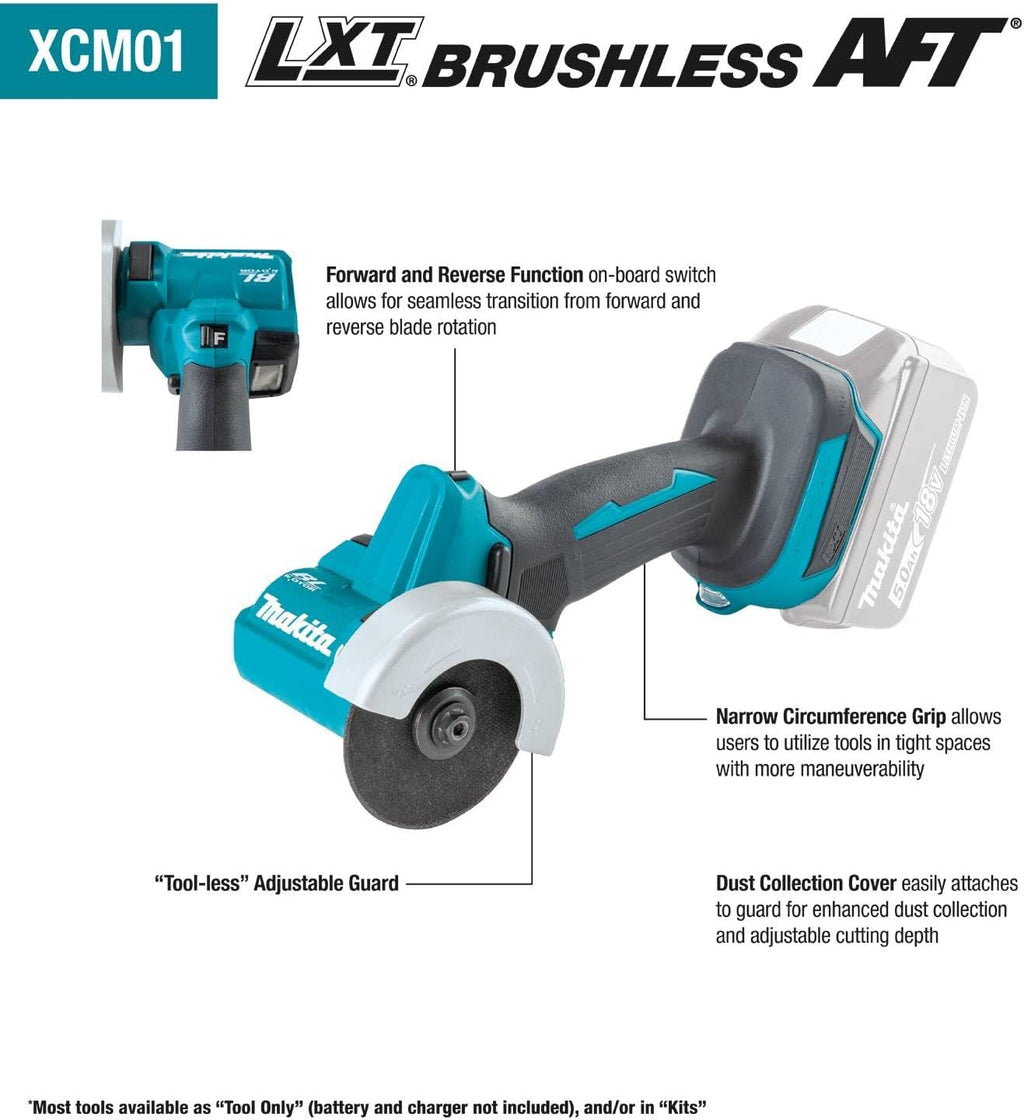 Makita XCM01Z 18V LXT® Lithium-Ion Brushless Cordless 3' Cut-Off Tool, Tool Only