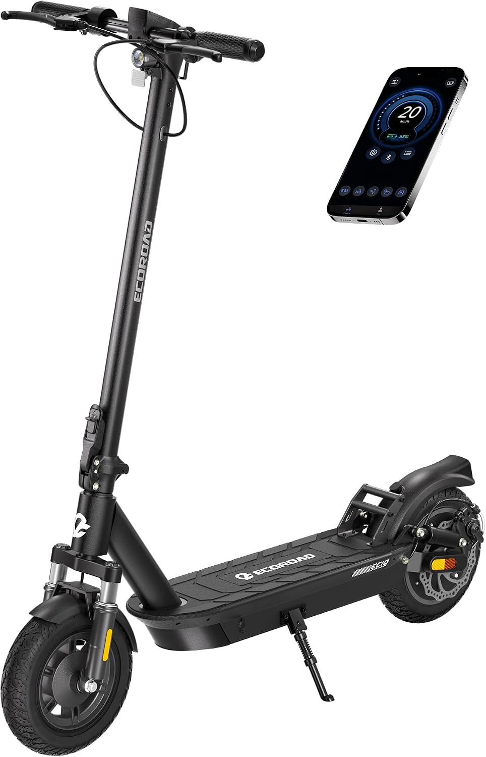 ECOROAD EC10 Electric Scooter for Adults, 750W Motor & 25 MPH & 32 Miles Long Range, 10' Tires with Dual Suspension, Foldable Commuting E Scooter with App Control