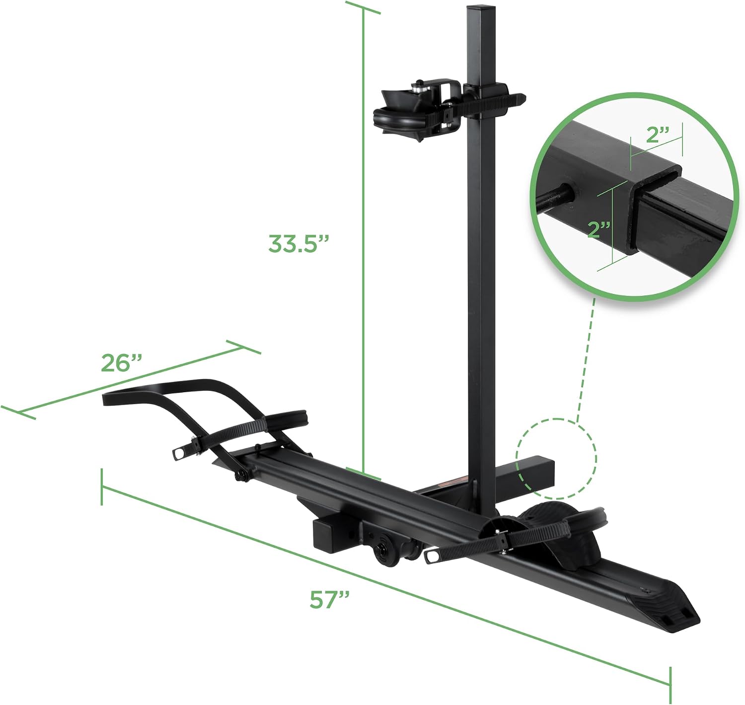 YOUNG ELECTRIC 100LBS. Capacity Aluminum 1-Ebike Rack for Bicycles and Electric Bikes, fits Car SUV Van RV and Trailer with 2' Receiver