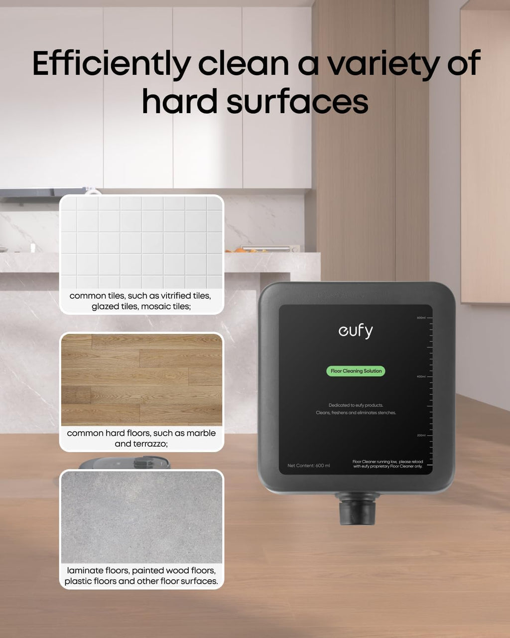 eufy E25 Omni Robot Vacuum and Mop Combo,HydroJet System, 20,000Pa Turbo Suction, Zero-Tangle Design, Auto-Empty & Self-Cleaning All-in-One Station + Official Floor Cleaning Solution*1