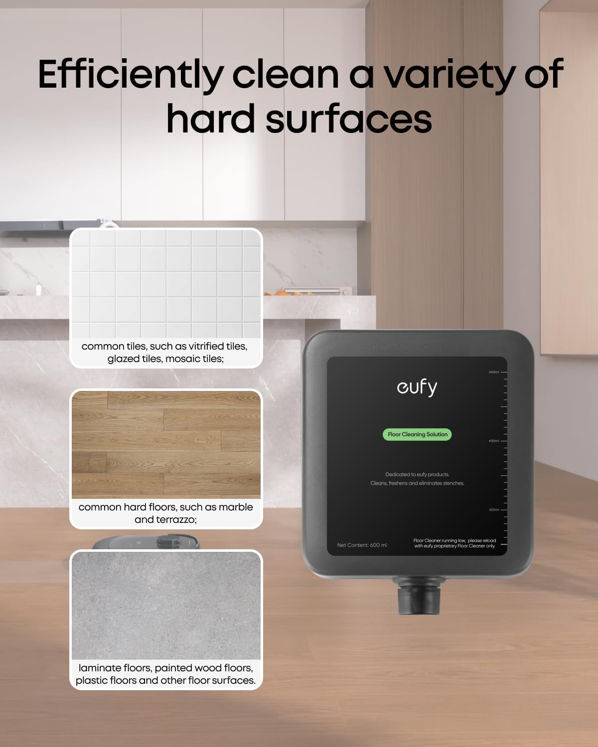 eufy E25 Omni Robot Vacuum and Mop Combo,HydroJet System, 20,000Pa Turbo Suction, Zero-Tangle Design, Auto-Empty & Self-Cleaning All-in-One Station + Official Floor Cleaning Solution*1