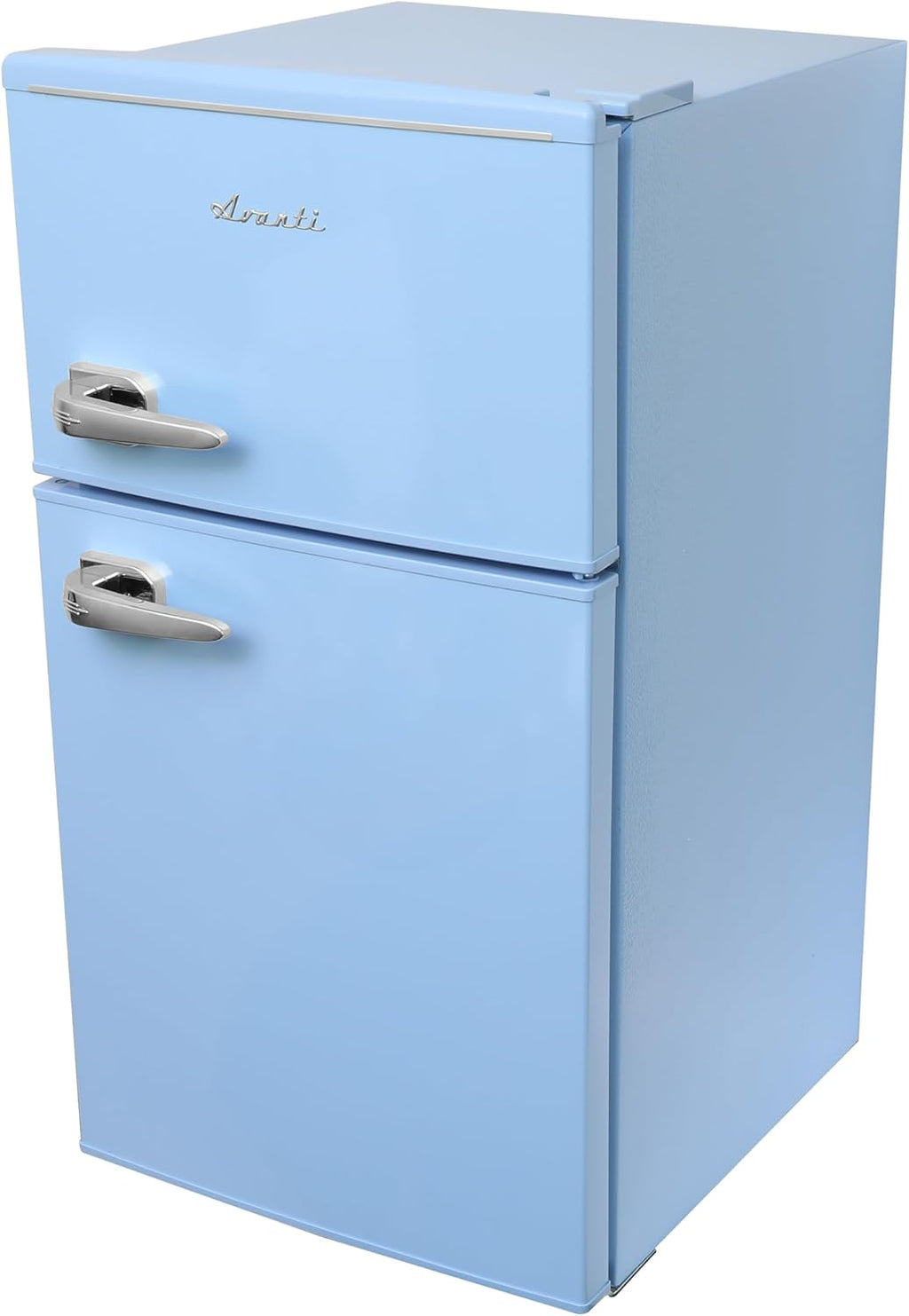 Avanti Mini Fridge with Freezer Retro Design Compact Refrigerator for Home Office or Dorm, Features Dual Doors Removable Shelves Manual Defrost and Mechanical Adjustable Temp Control, 3.1-Cu.Ft, Blue
